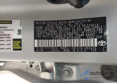 2022 Toyota Corolla Le z USA, uszkodzony, nr VIN 5YFEPMAE1NP383866